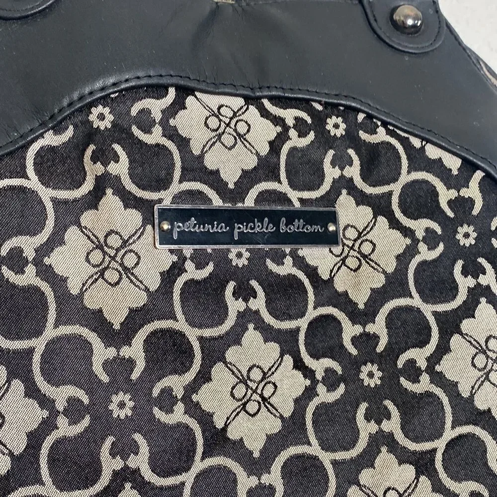 Petunia Pickle Bottom Black/Gray Printed Diaper Bag/Backpack OS